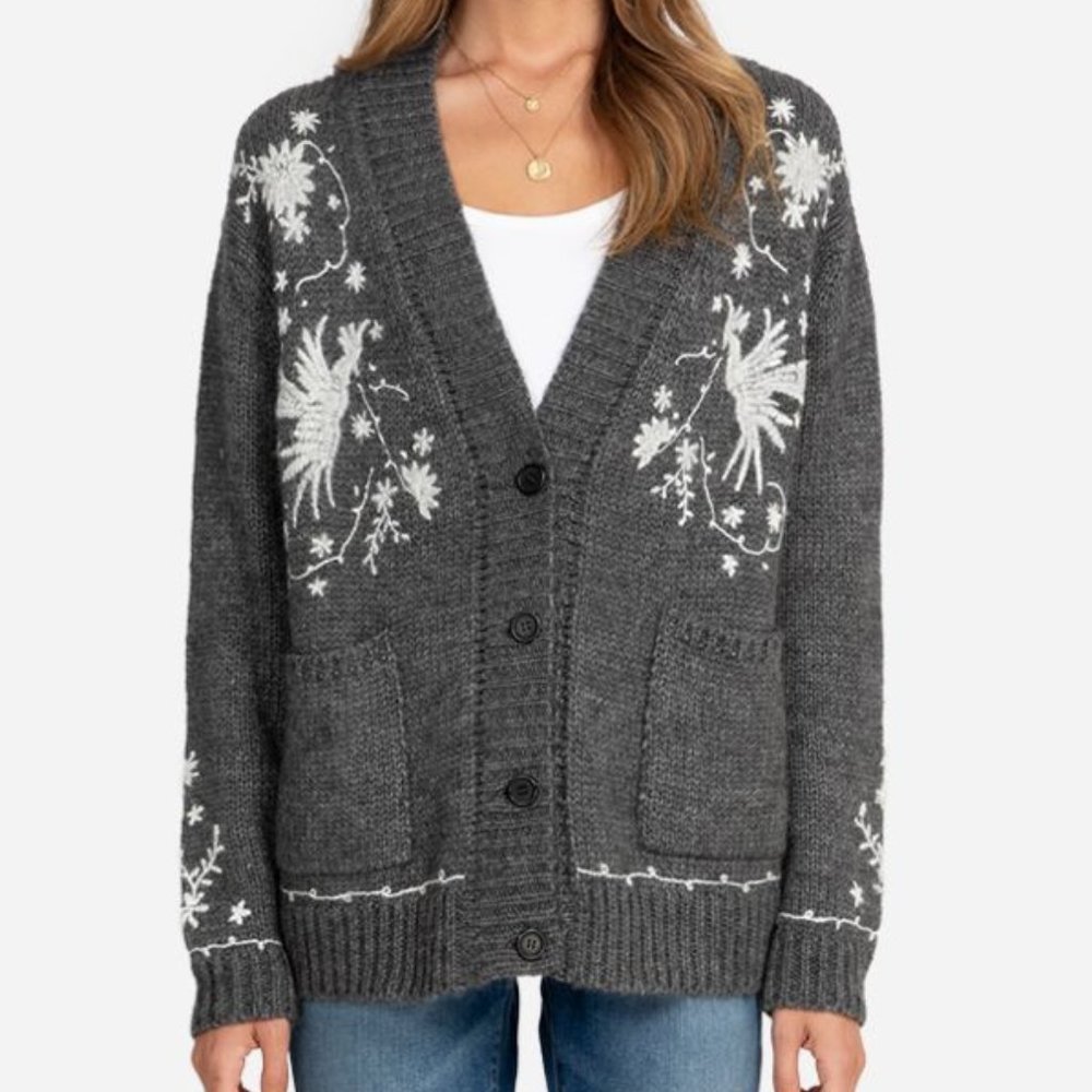 Johnny Was Embroidered Sweater Cardigan